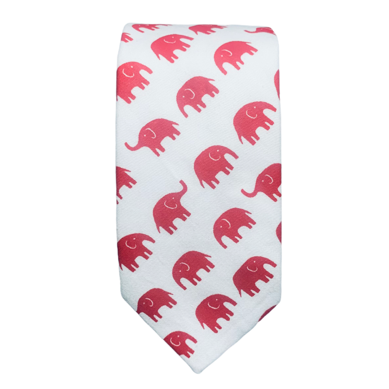 Bílo - červená kravata Slon 