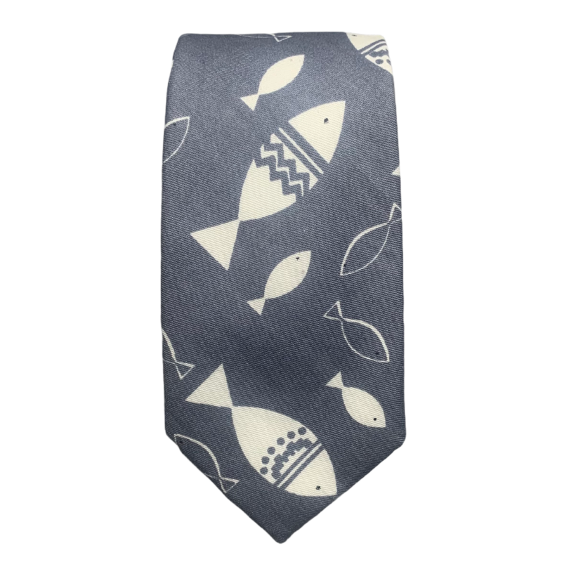 Šedá kravata Ryby 
