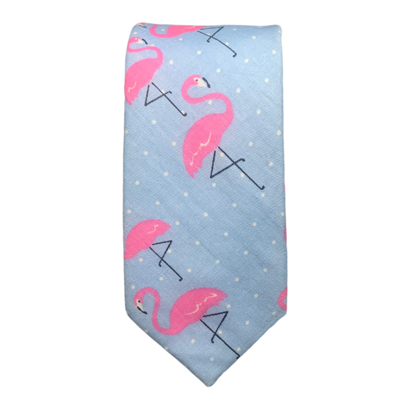 Modrá kravata Plameňák 