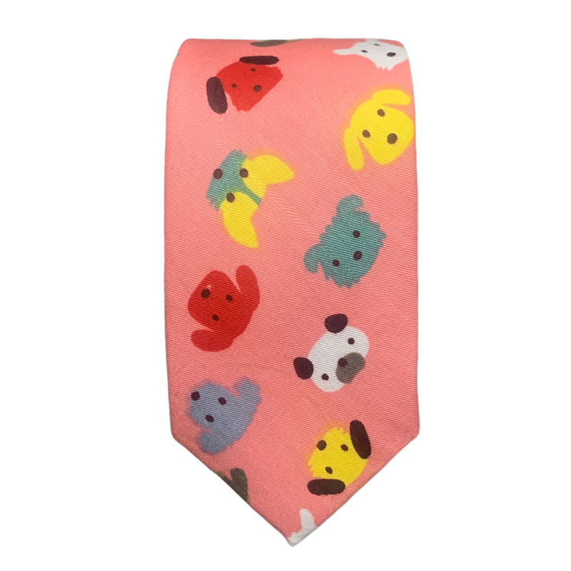 Růžová kravata Pejsci 