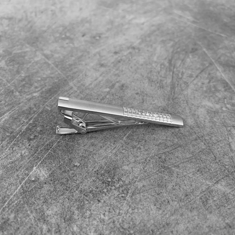 Stříbrná spona na kravatu 5 Plaid Crystal 