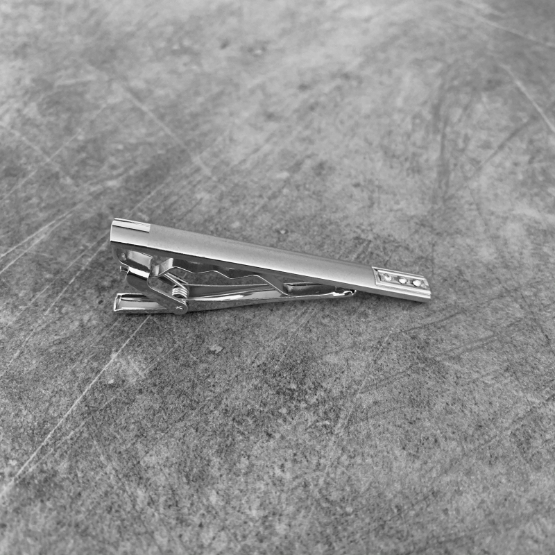Stříbrná spona na kravatu 3 Raw Crystal 