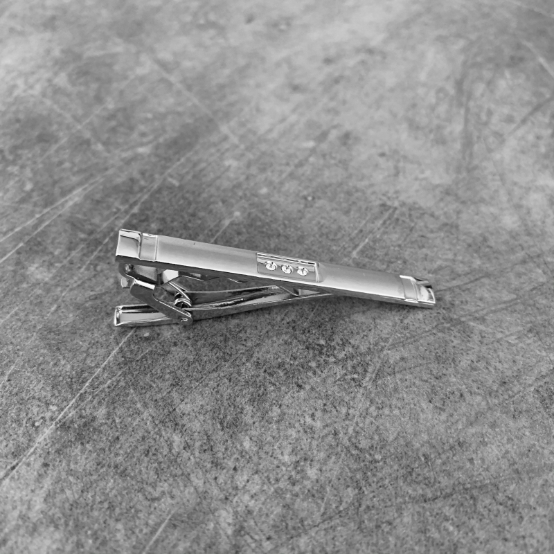 Stříbrná spona na kravatu 3 Mid Crystal 