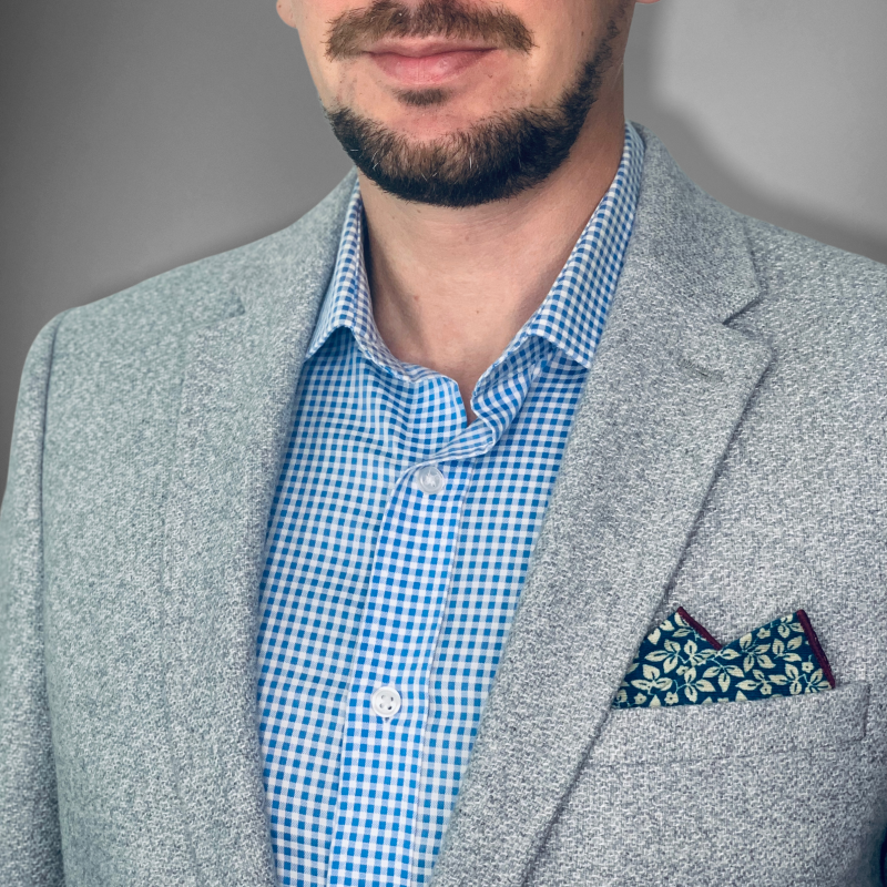 Modrý kapesníček do saka Listy 