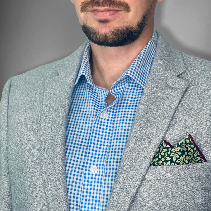 Zelený kapesníček do saka Listy 