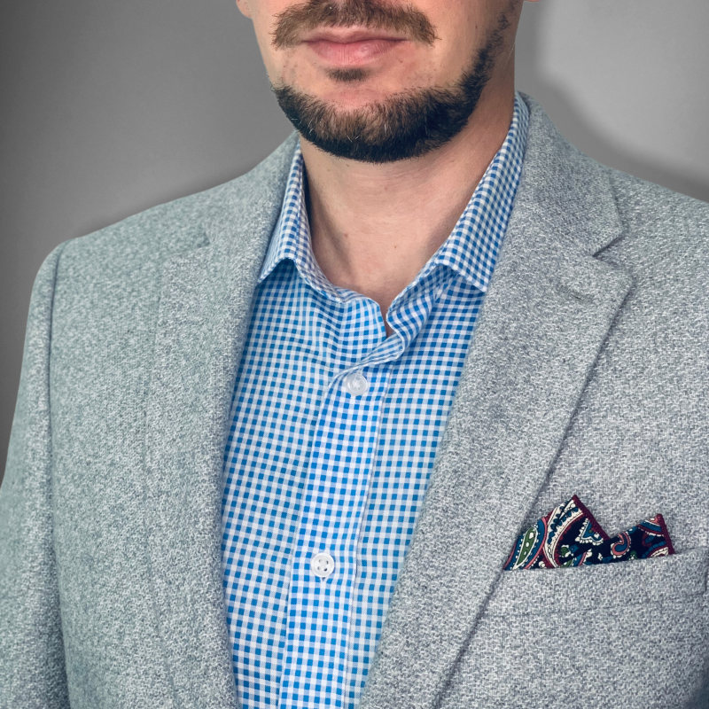 Černo - růžový kapesníček do saka Vintage Art