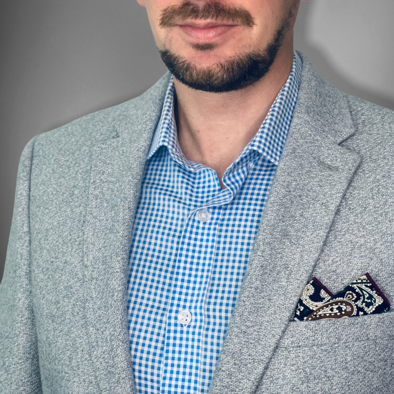 Modro - hnědý kapesníček do saka Vintage Art