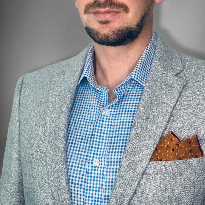 Oranžový kapesníček do saka Birds