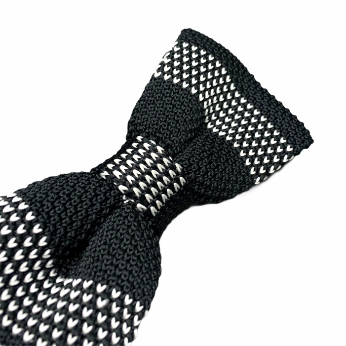 Černo - bílý pánský motýlek Knit Stripe