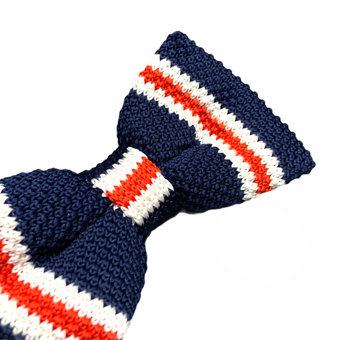 Modro - červeno - bílý pánský motýlek Knit Stripe