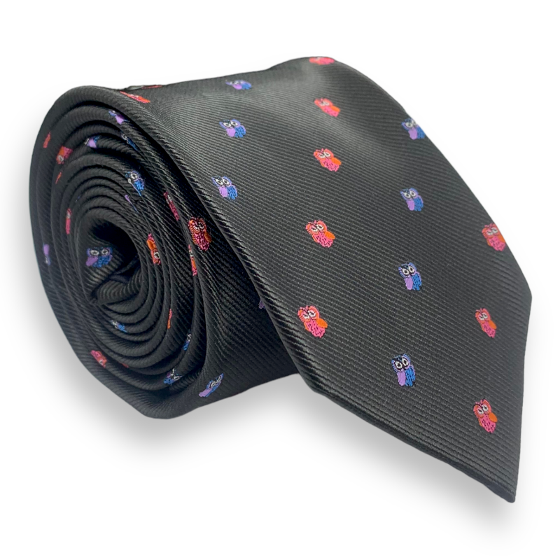 Černá kravata Sova 