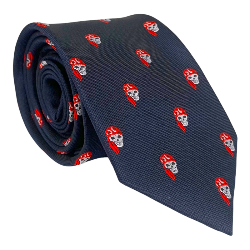 Modrá kravata Pirátská lebka 