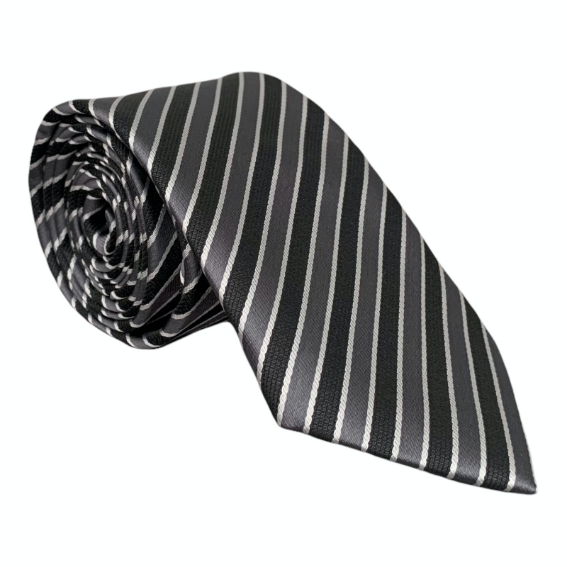 Šedo - černá kravata Pruhy 