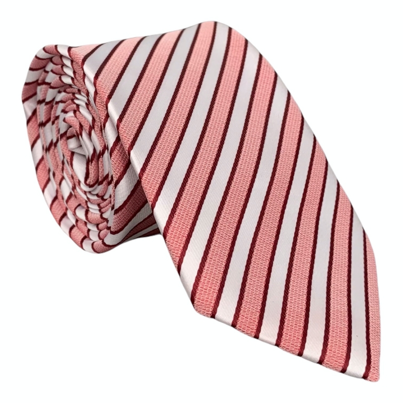 Bílo - růžová kravata Pruhy 