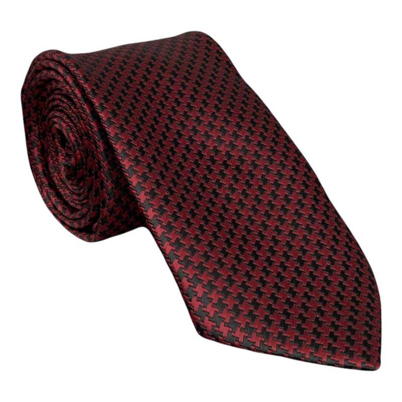 Červeno - černá kravata Houndstooth