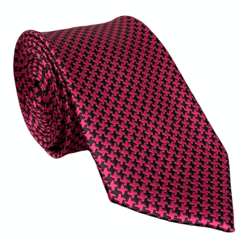 Růžovo - černá kravata Houndstooth