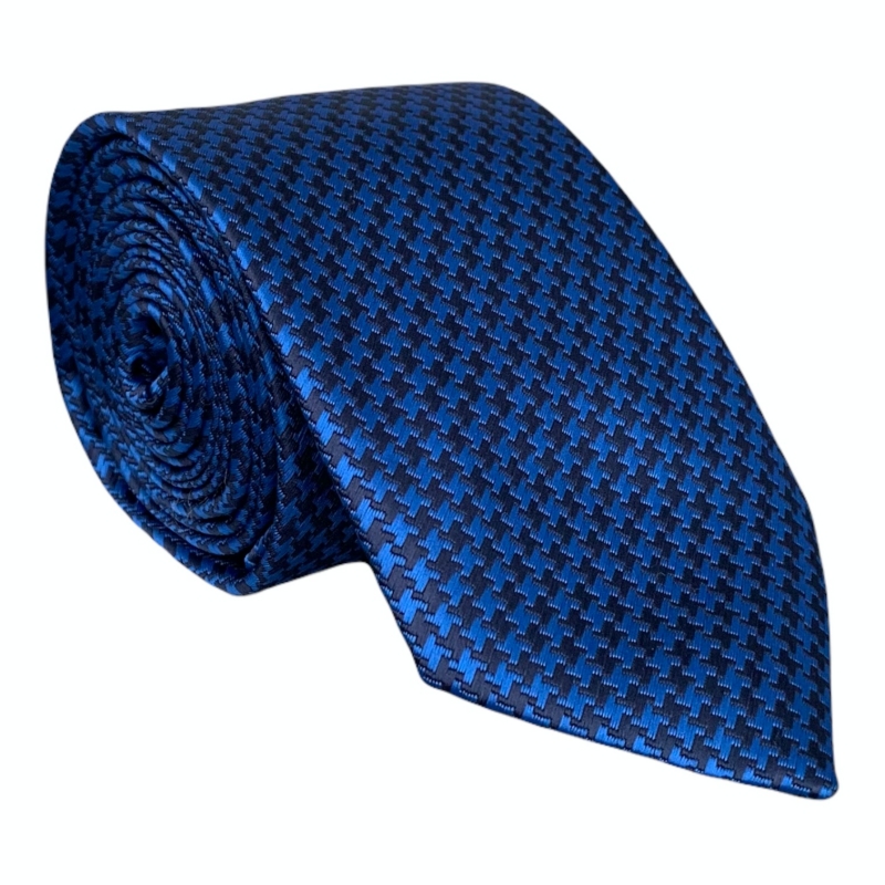 Modro - černá kravata Houndstooth