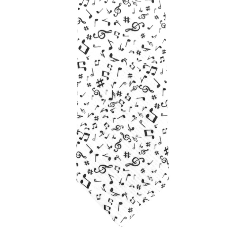 Bílá kravata Hudební klíč a noty 
