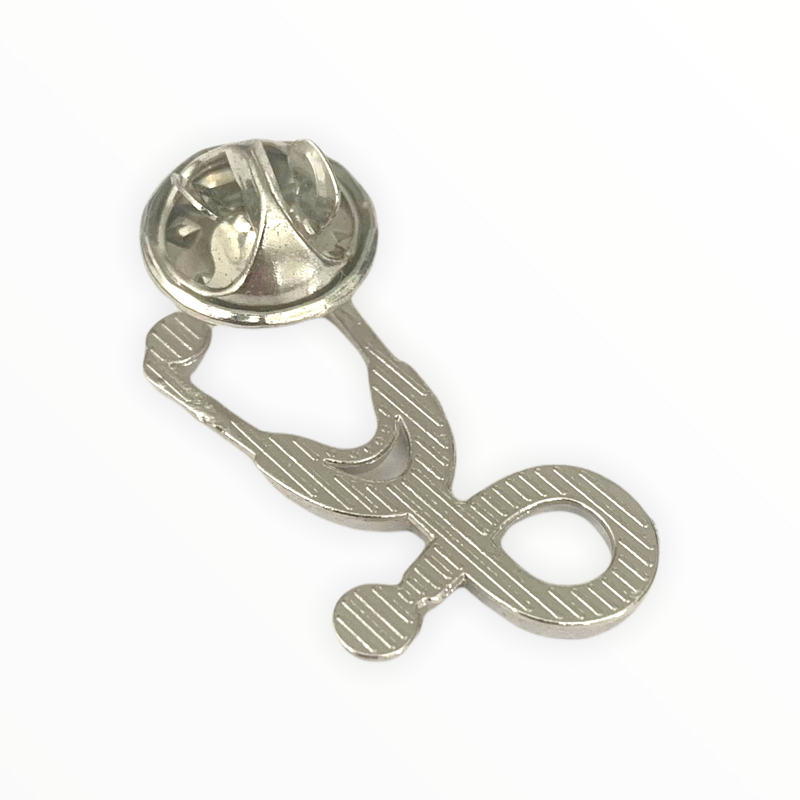 Stříbrno - šedá brož Stetoskop 