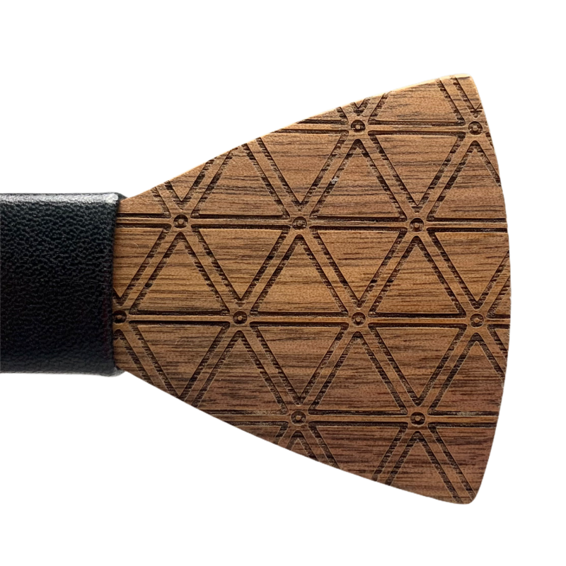 Dřevěný pánský motýlek Triangle Leather 