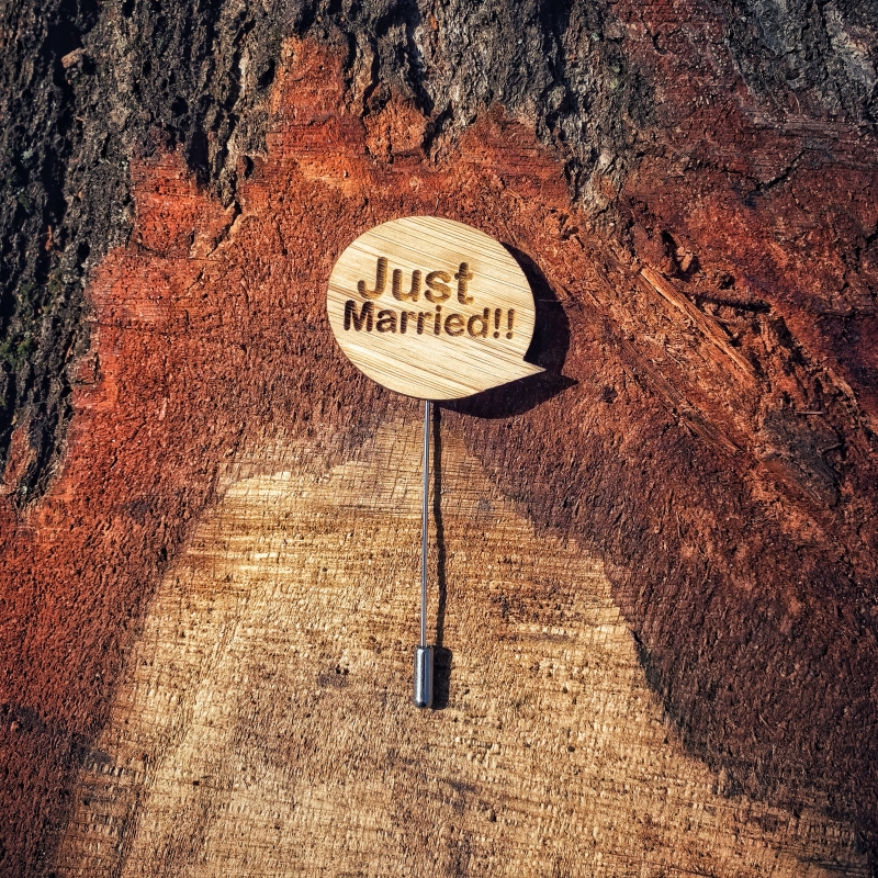 Dřevěná brož Just Married!!