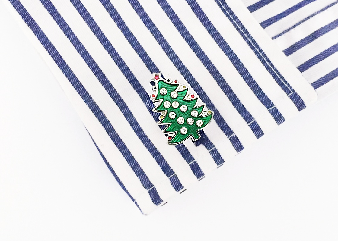 Manžetové knoflíčky Vánoční ozdobený stromeček
