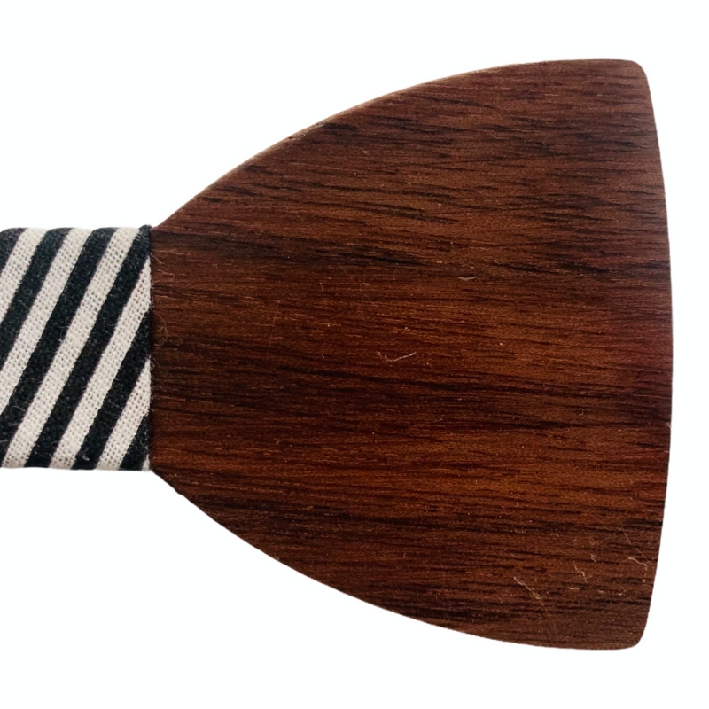 Dřevěný pánský motýlek Classic WHT-BLK