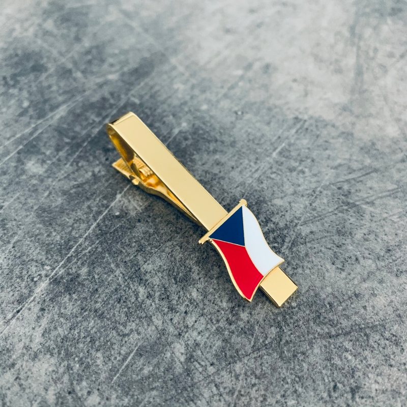 Zlatá spona na kravatu Česká republika vlajka 