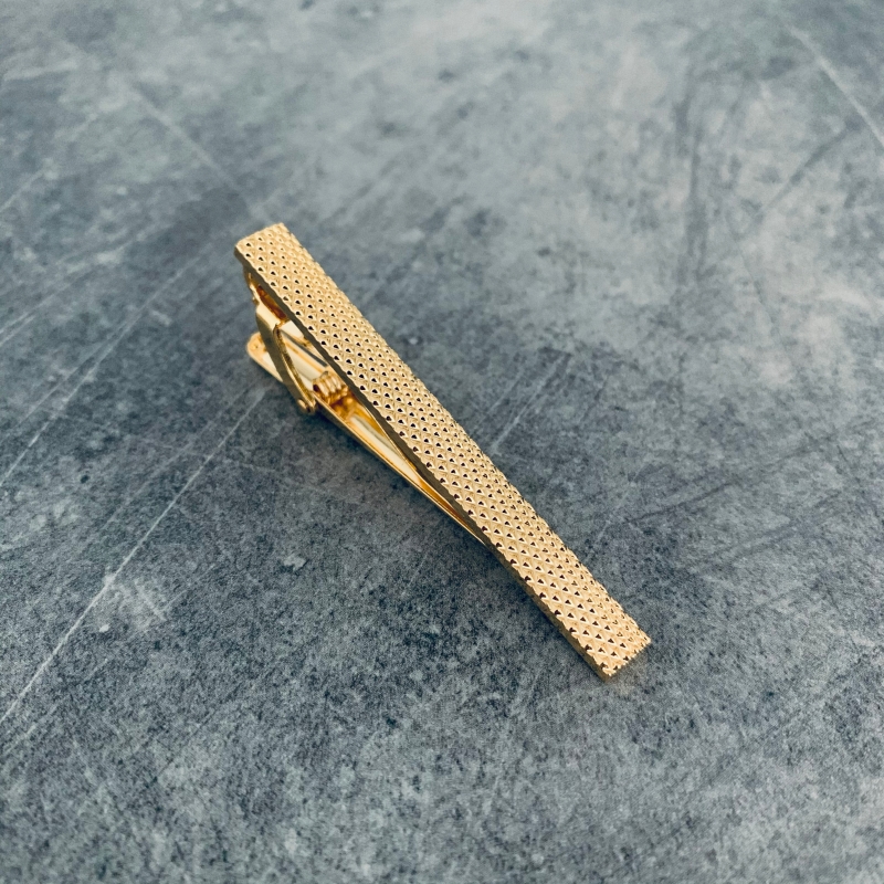 Zlatý set - spona na kravatu Geometric a manžetové knoflíčky Cube 