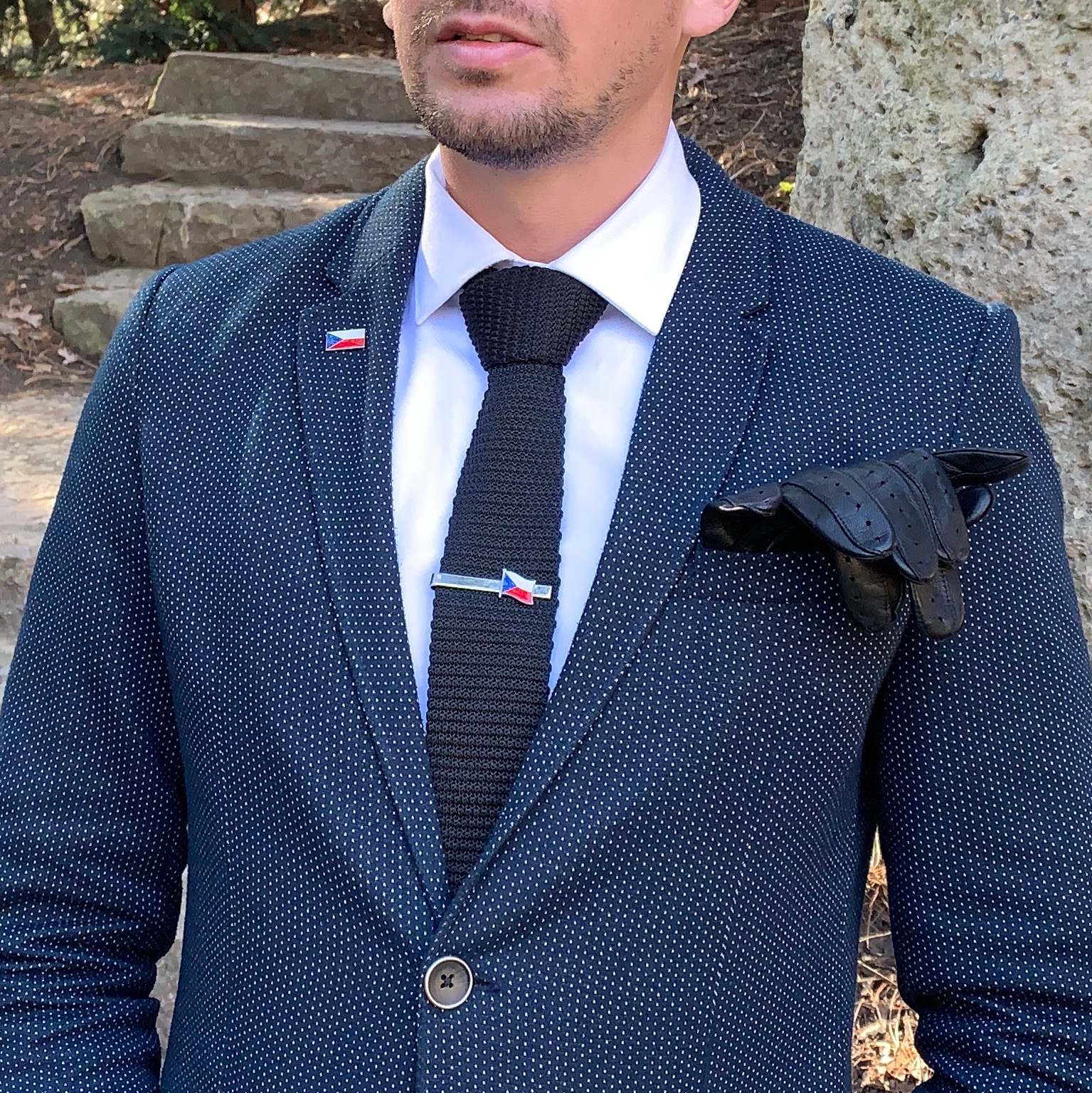 Stříbrný set - brož + spona na kravatu a manžetové knoflíčky Česká republika 