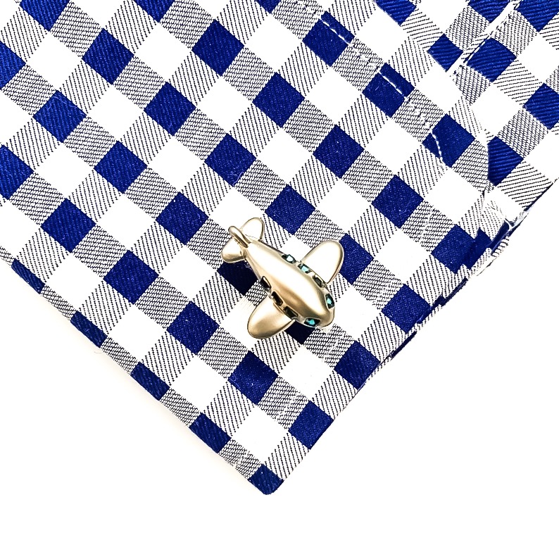 Manžetové knoflíčky Letadlo blue crystal 