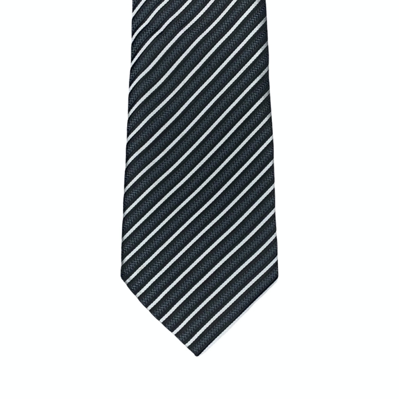 Černo - stříbrná kravata Pruhy I. 