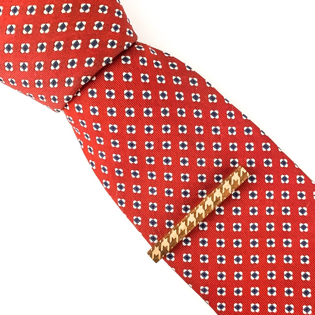 Dřevěný set - spona na kravatu a manžetové knoflíčky Houndstooth