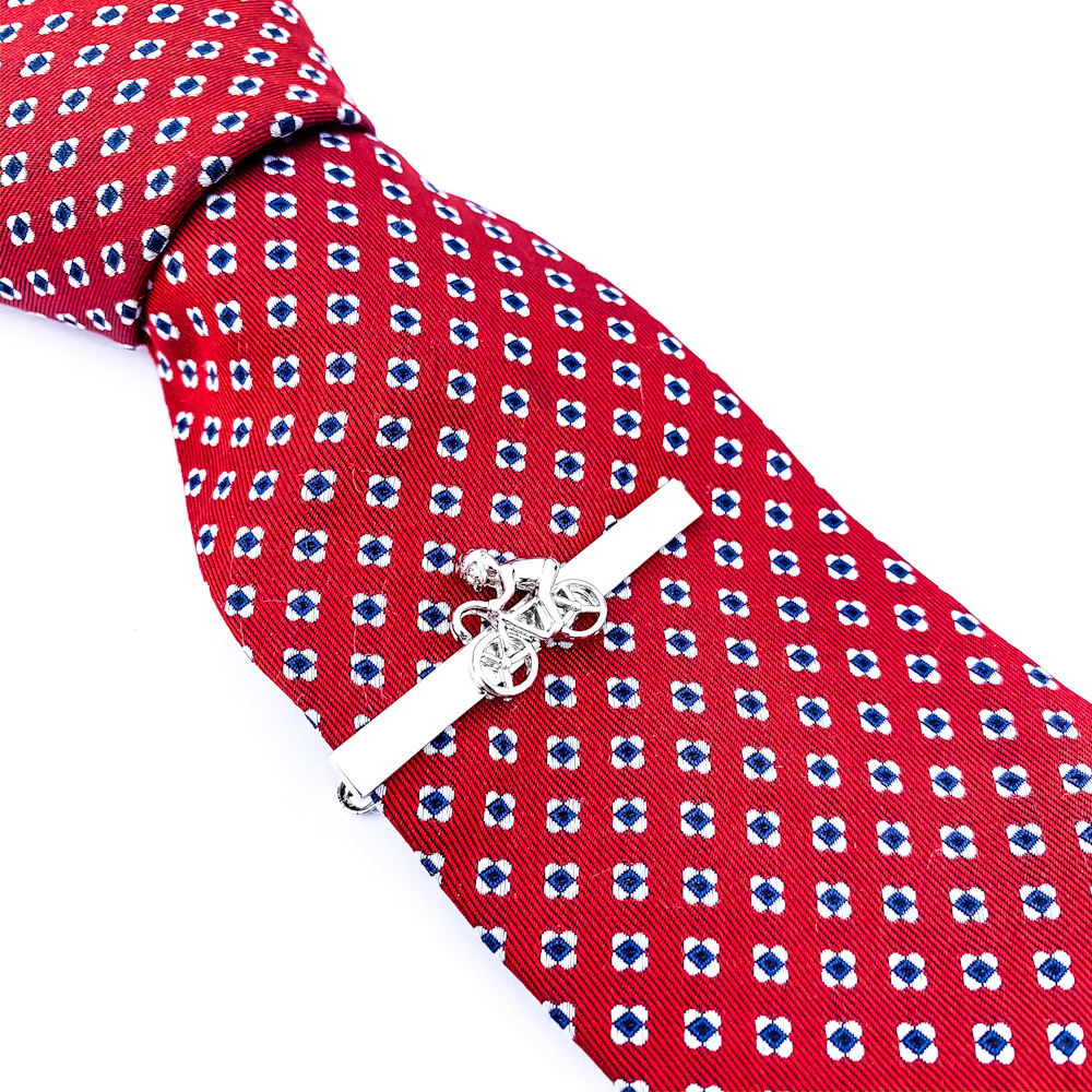 Stříbrná spona na kravatu Cyklista 