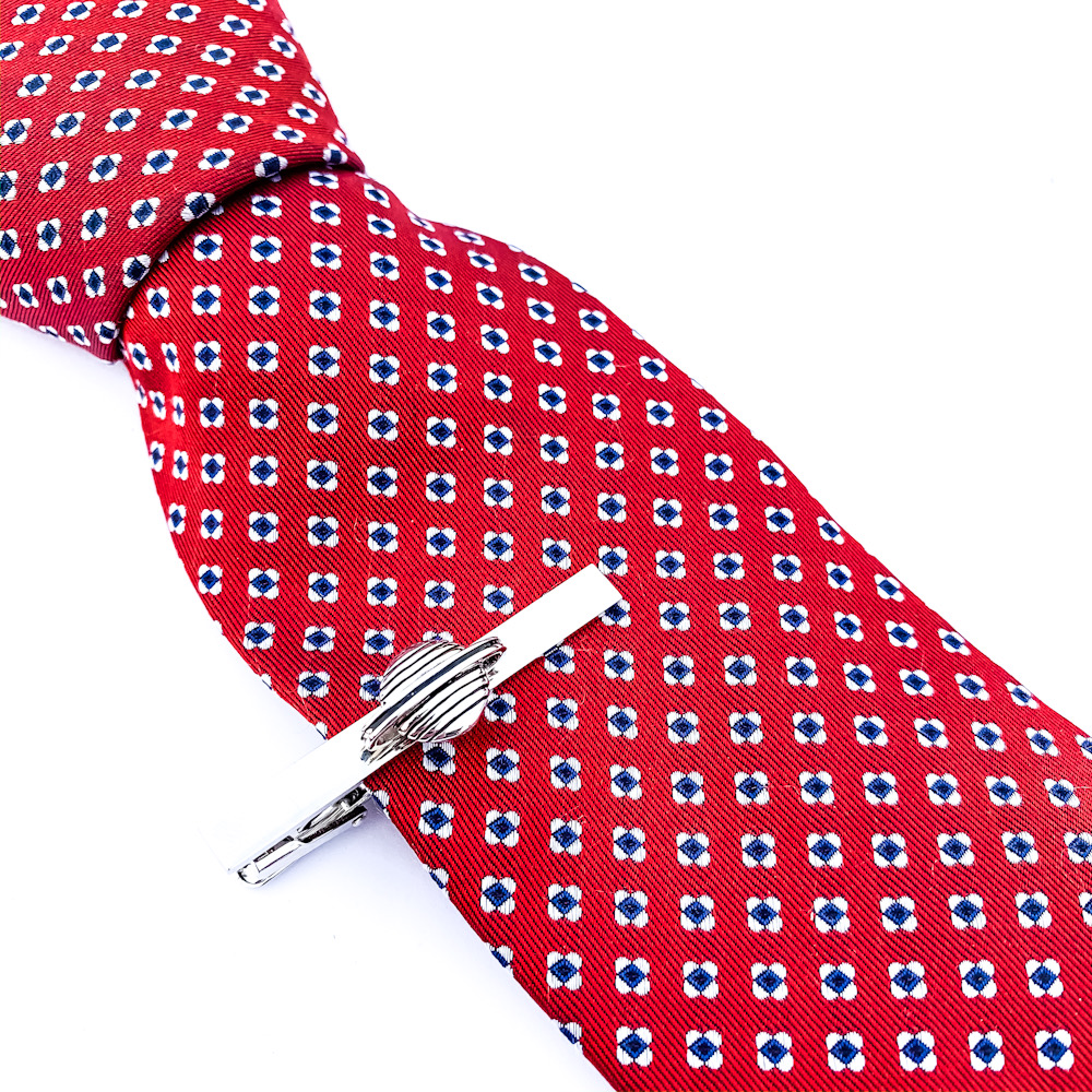 Stříbrná spona na kravatu Planeta Saturn 