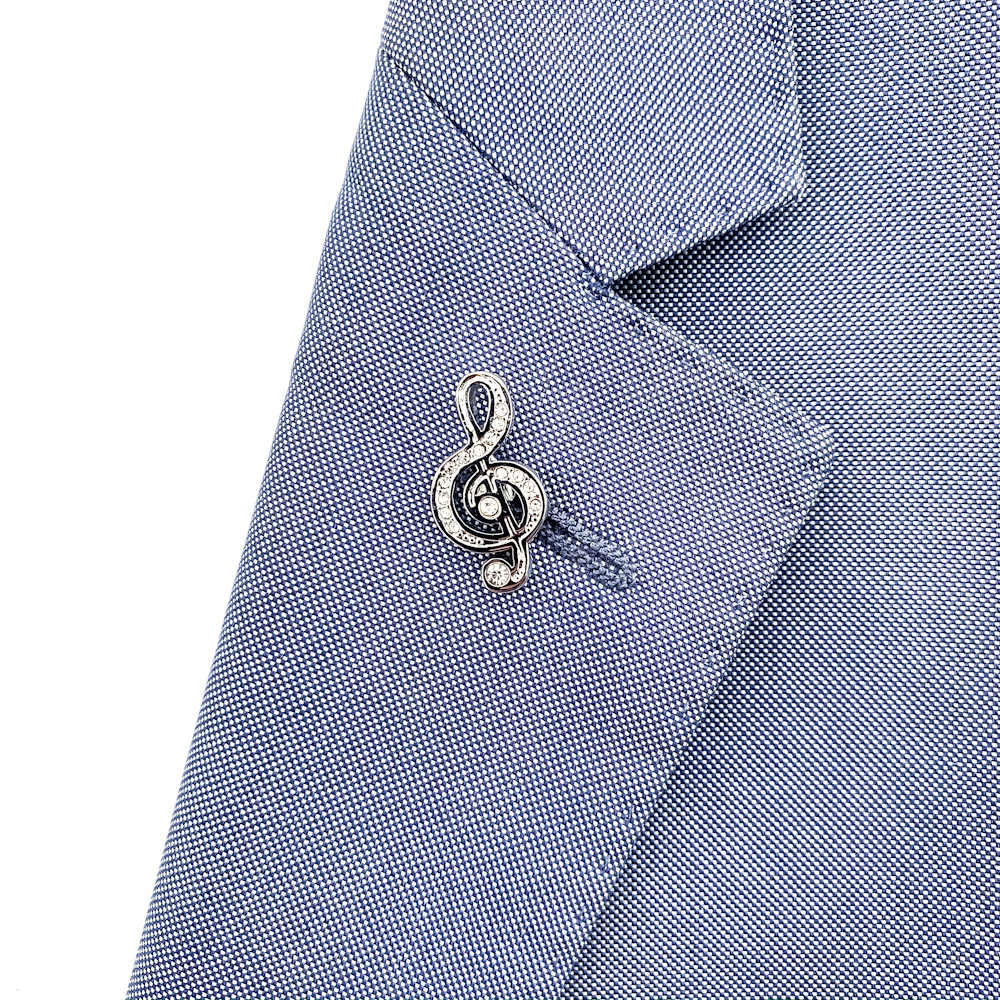 Brož Houslový klíč s krystaly 