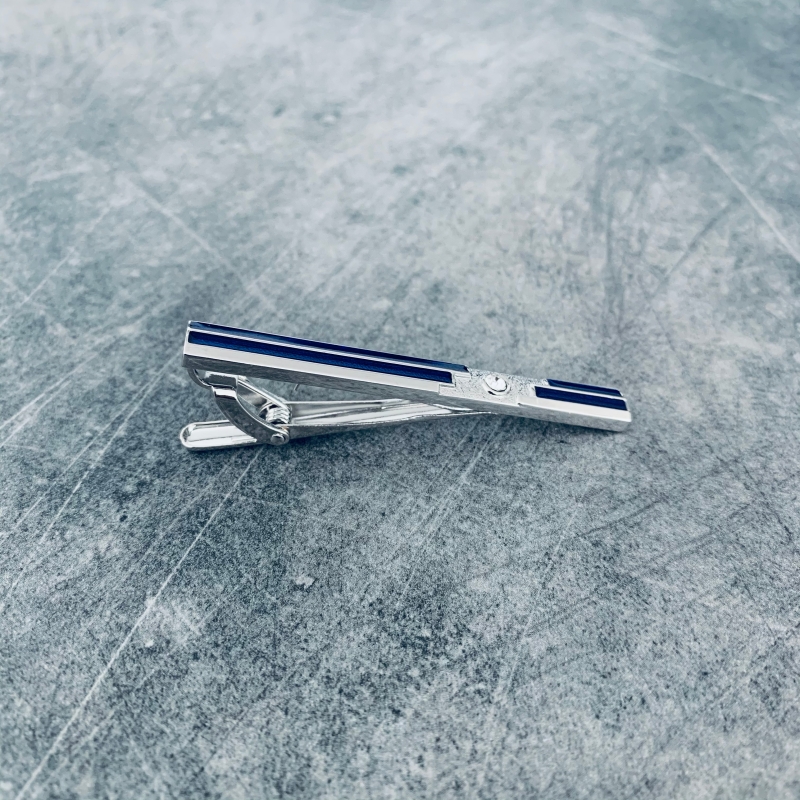 Spona na kravatu Cubic modrá 