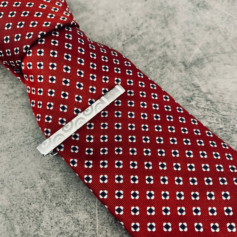 Černo - bílý set - spona na kravatu a manžetové knoflíčky Ornament 