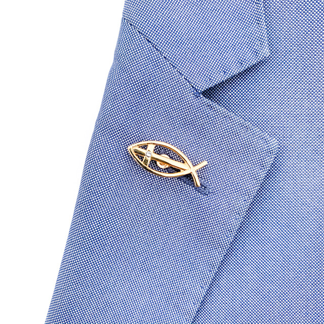 Brož zlatá Rybička Kříž 