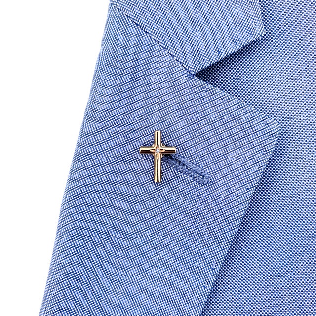 Brož zlatý Křížek s krystalem 