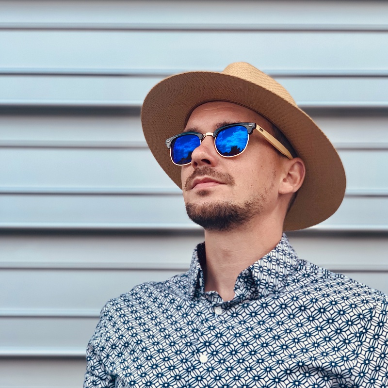 Černo - modré zrcadlové sluneční brýle Way Bambus