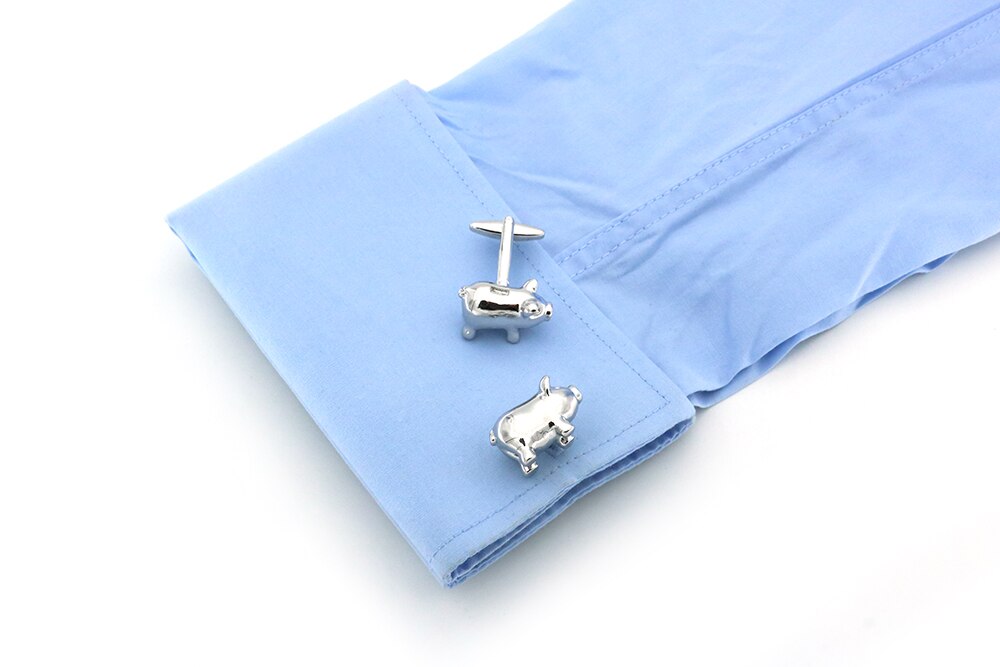 Stříbrné manžetové knoflíčky Prasátko - kasička 