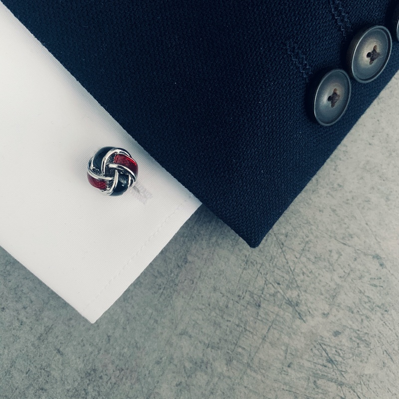 Manžetové knoflíčky Uzel - černočervený