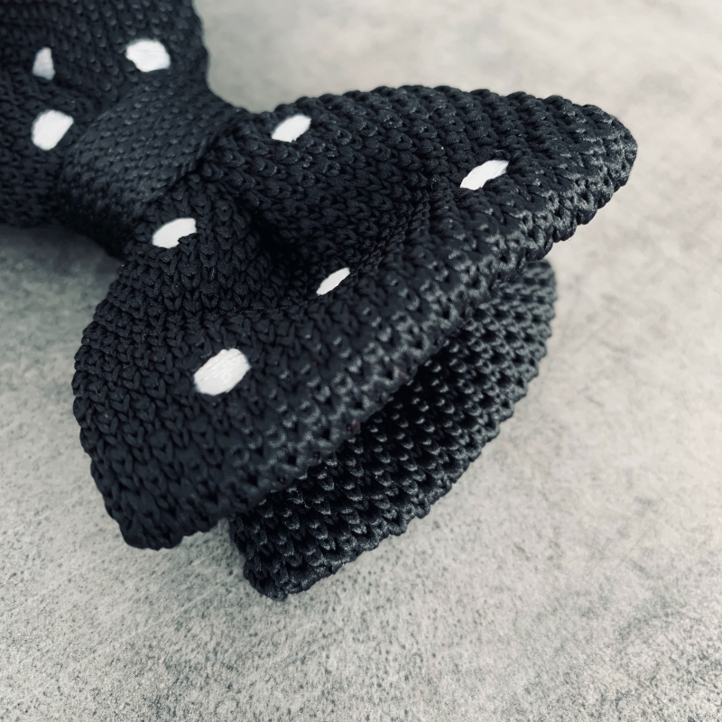 Černý pánský motýlek Knit Dot