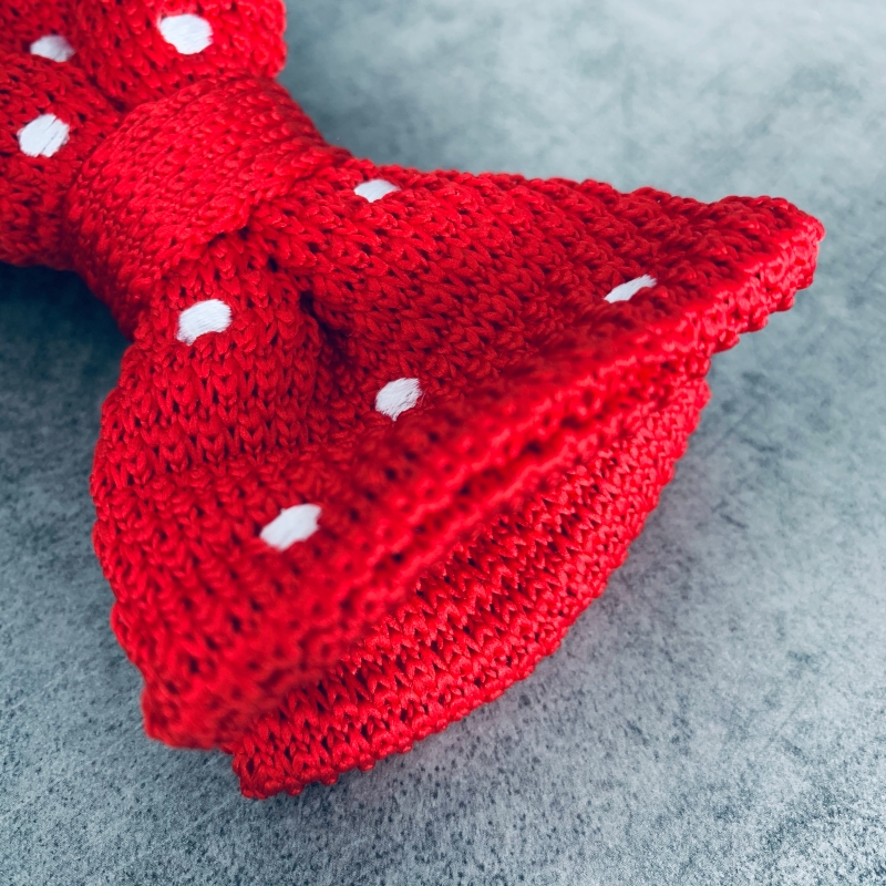 Červený pánský motýlek Knit Dot