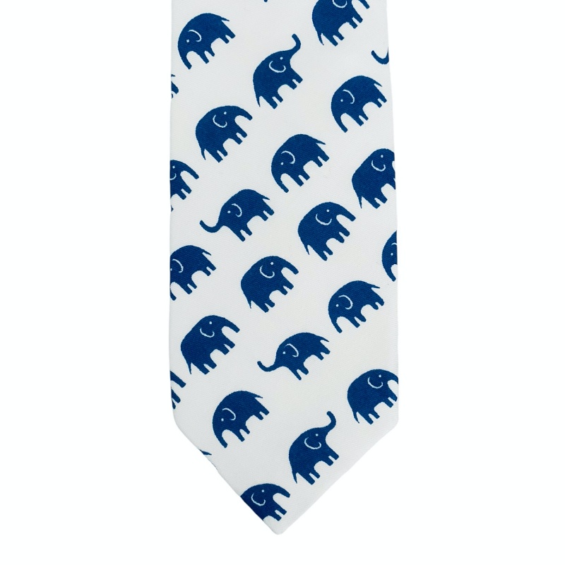 Bílo - modrá kravata Slon 