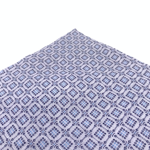 Modro - bílý kapesník do saka Blažek Šachovnice ornament