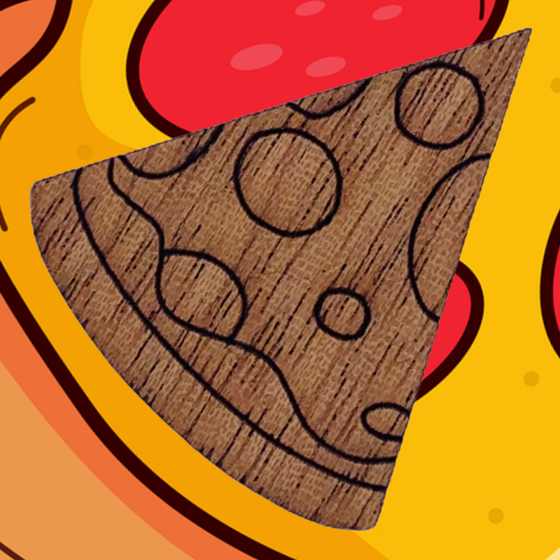 Dřevěná brož Pizza 