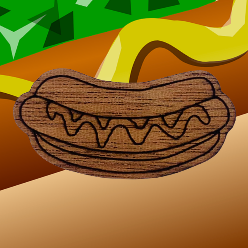 Dřevěná brož Hot dog 