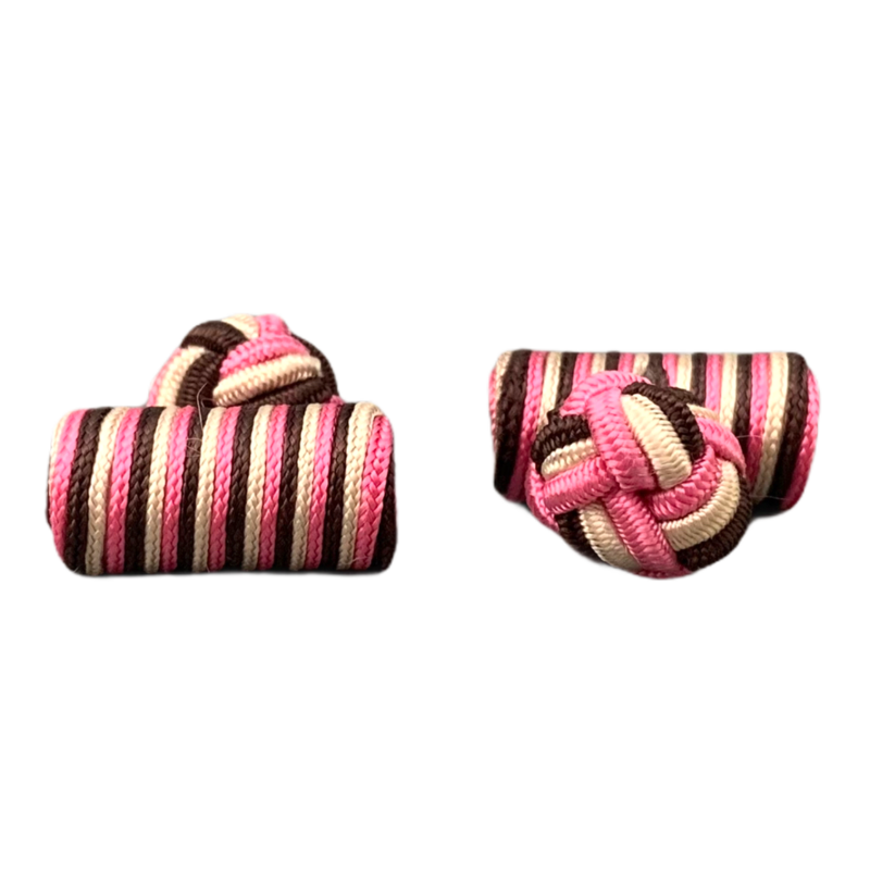 LMK Manžetové knoflíčky Barel - růžovo - hnědo - bílé  